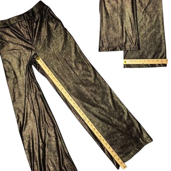 Joie Womens Pant Straight Coated Polish Gold Black Sz 4 Glam Retro Disco Y2K 90s - Picture 4 of 9